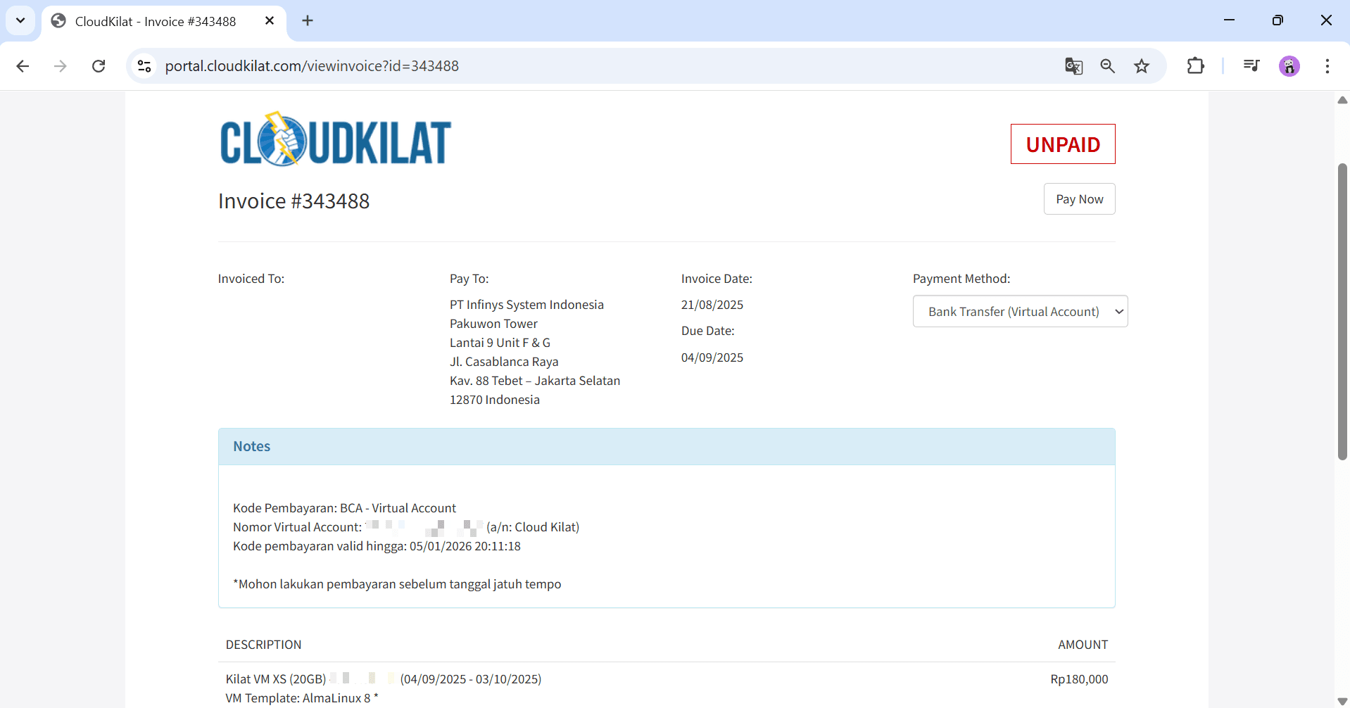 detail invoice dng va