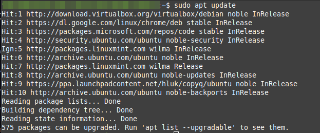 Gambar 12: Perbarui repositori sistem